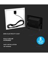 20W solcelle LED lyskaster - 1650lm, IP65, 6000K, sort, inkl. solcellepanel og fjernkontroll