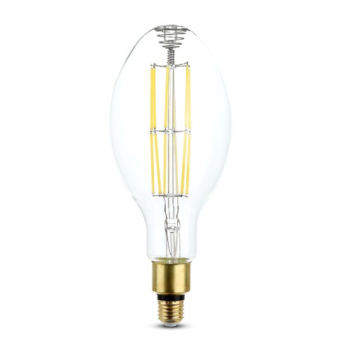 E27 24W LED ED120 filament pære - 160lm/W, 4000lm, klart glass, 6400K, Ø12cm, høyde 30cm