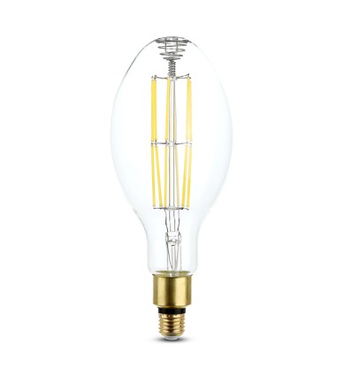 E27 24W LED ED120 filament pære - 160lm/W, 4000lm, klart glass, 6400K, Ø12cm, høyde 30cm
