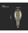 E27 24W LED ED120 filament pære - 160lm/W, 4000lm, klart glass, 6400K, Ø12cm, høyde 30cm