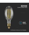 E27 24W LED ED120 filament pære - 160lm/W, 4000lm, klart glass, 6400K, Ø12cm, høyde 30cm