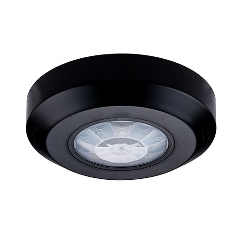 360° PIR infrarød taksensor - Sort, påbygging, max 200W LED, IP20, rekkevidde 8m