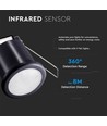 PIR taksensor Ø4cm for innbygging, 360° - Sort, IP20, deteksjon opptil 8m, hullmål: Ø4cm