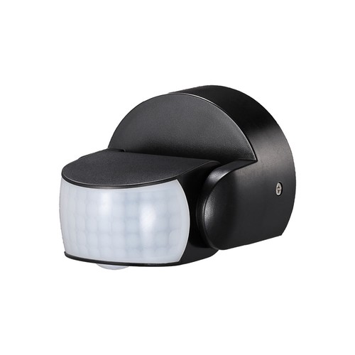 Infrarød bevegelsessensor - IP65 utendørs, sort, 180°/360° deteksjon, max 600W LED
