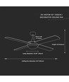 35W LED Takvifte med Lyssett - RF Kontroll, 4 Vinger, DC Motor