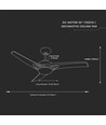 35W LED Takvifte - RF Kontroll, 3 Vinger, DC Motor, Hvit