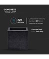 G9 firkantet vegglampe i betong - Mørkegrå, IP20, uten lyskilde