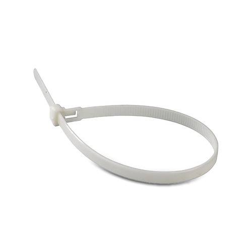 100x Buntebånd / Kabelstrips - 3,5 x 200 mm, Hvit, 100 stk.
