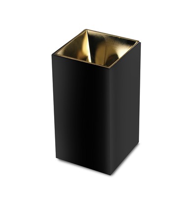GU10 kvadratisk påbygd spot - Sort/Gull, IP20, 7,4 x 7,4 x 14cm