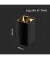 GU10 lampe - firkantet, sort+guld