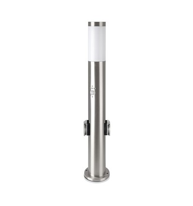 60cm E27 hagelampe med sensor og 2 uttak - IP44, rustfritt stål