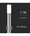 60cm E27 hagelampe med sensor og 2 uttak - IP44, rustfritt stål