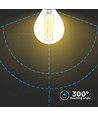 V-Tac 6W LED kronepære - Kulltråd, P45, klart glass, E14