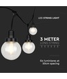 LED Lysslynge (3m) - Matt Sort IP65, med Pære (6 Pærer)