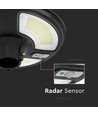 10W LED Solcelle Rund Hage Lampe - Sensor RF Kontroll, 6500K, IP65.