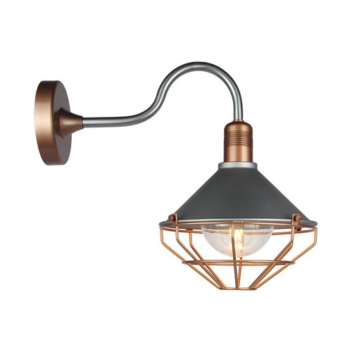 E27 vintage lanterne vegglampe - IP65, rose gold, ABS+metall, glass, uten lyskilde