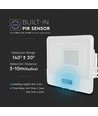 20W PIR sensor lyskaster - Samsung chip, 6500K, hvit hus.