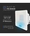 30W lyskaster - PIR-sensor, Samsung-brikke, 6500K, hvitt kabinett.