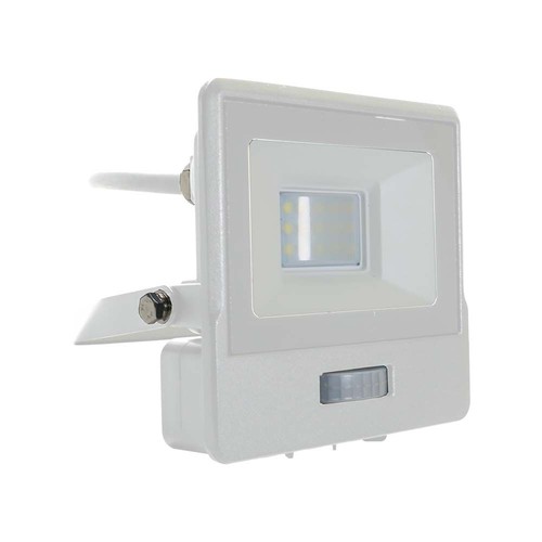 10W Lyskaster - PIR Sensor, Samsung Chip, 1m Kabel, 4000K, Hvit Hus