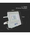 10W LED lyskaster med sensor - Hvit, Samsung LED-brikke