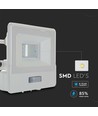 10W LED lyskaster med sensor - Hvit, Samsung LED-brikke