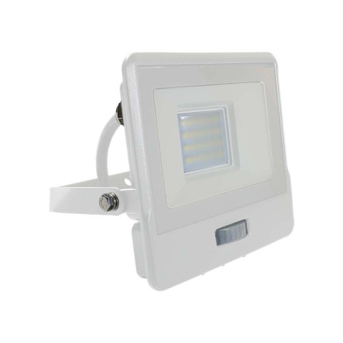 20W LED lyskaster med sensor, Samsung LED chip - 4000K, hvit, IP65, PIR sensor, utendørs