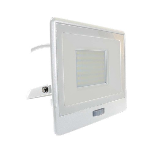 50W Lyskaster - PIR Sensor, Samsung Chip, 1M Kabel, 6500K, Hvit Hus.