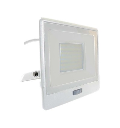 50W Lyskaster - PIR Sensor, Samsung Chip, 1M Kabel, 6500K, Hvit Hus.