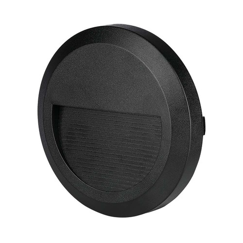 2W LED vegglampe til trapper - Rund, sort, 4000K, 80lm, Ø15cm, inne / ute