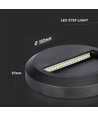 2W LED vegglampe til trapper - Rund, sort, 3000K, 80lm, Ø15cm, inne / ute