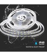 10m 8W/m sprutsikker LED strip - 24V, IP65, 120 LED pr. meter, 3000K, inkl. DC plugg