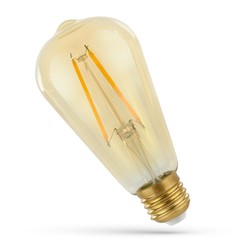 Tilbud 2W LED pære - ST64, karbon filamenter, rav farget glas, ekstra varm, E27