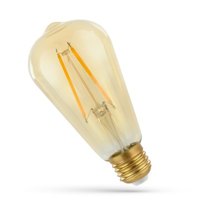 E27 5W LED-pære - ST58, filament, ravfarget glass, ekstra varm