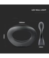 9W LED vegglampe - Sort, 1070lm, 3000K, aluminium, innendørs