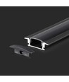 2m aluminiumsprofil for innfelling - Inkl. sort deksel, 24,7 x 7 mm, IP20