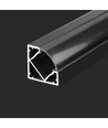 2m hjørne aluminiumsprofil til LED-strips - Sort, inkl. sort deksel, 19x19mm
