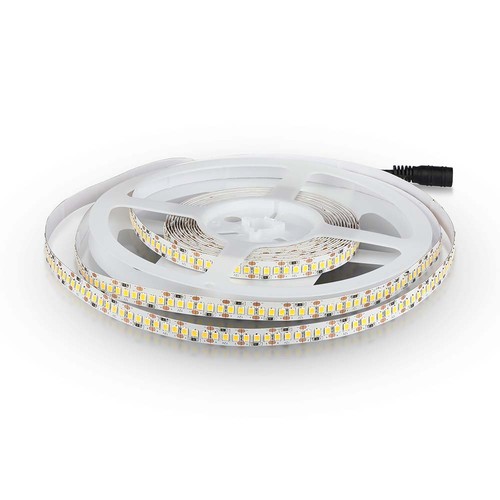 5m 17-18W/m LED strip - 24V, IP20, 204 LED pr. meter, kald hvit