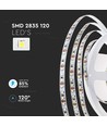 120 LED stripe lys 8W/m - 6500K, IP20, 24V, Dobbelt PCB, 10m/rull