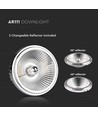 AR111 LED utskiftbar reflektor spotlys 20W - 6400K, 40°/20°, sølv