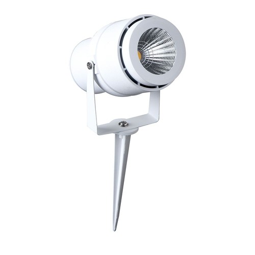 12W LED hagespot med spyd - IP65, 3000K, hvit, 20 grader, aluminium