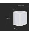 12W LED vegglampe - 1250lm, hvit, varm hvit, inkl. lyskilde