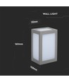 12W LED vegglampe, IP65 - Grå, 1250lm, 3000K, utendørs, firkantet