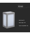 12W LED vegglampe, IP65 - Grå, 1250lm, 3000K, utendørs, firkantet