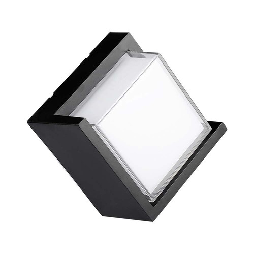 12W LED Vegglampe - 3000K, Svart, Kvadratisk.