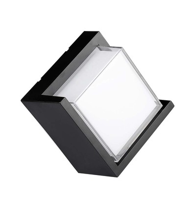 12W LED Vegglampe - 3000K, Svart, Kvadratisk.