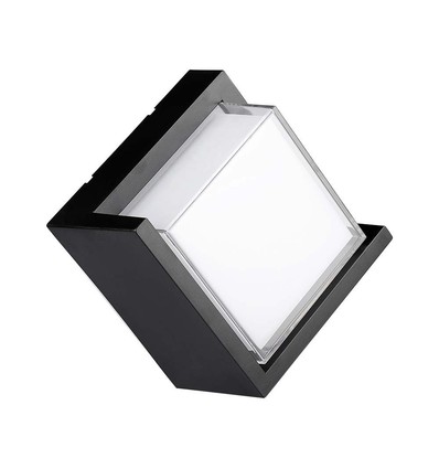 12W LED vegglampe, kvadratisk sort ramme - IP65, 1160-1200lm, inne / ute, inkl. lyskilde