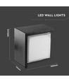 12W LED vegglampe, kvadratisk sort ramme - IP65, 1160-1200lm, inne / ute, inkl. lyskilde