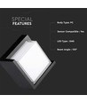 12W LED vegglampe, kvadratisk sort ramme - IP65, 1160-1200lm, inne / ute, inkl. lyskilde