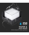 12W LED vegglampe, kvadratisk sort ramme - IP65, 1160-1200lm, inne / ute, inkl. lyskilde