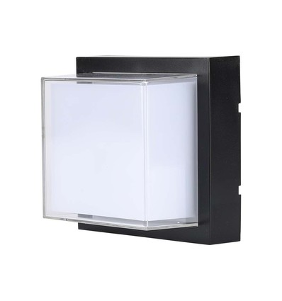 12W kvadratisk LED vegglampe, sort - 4000K, 1200lm, IP65, inne / ute
